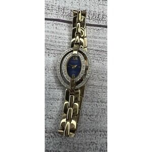 Armitron Now Gold Tone Watch Blue Dial‎ Rhinestone Bezel Parts Repair